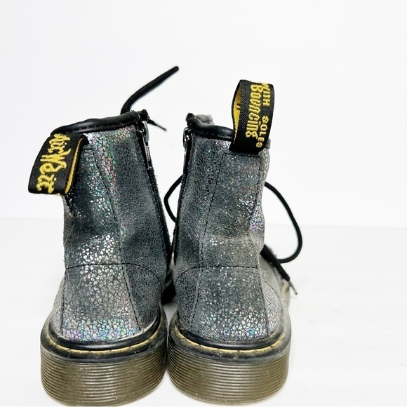 Dr. Martens Pascal Glitter Combat Boots Silver Size 13 Girls - Picture 4 of 6